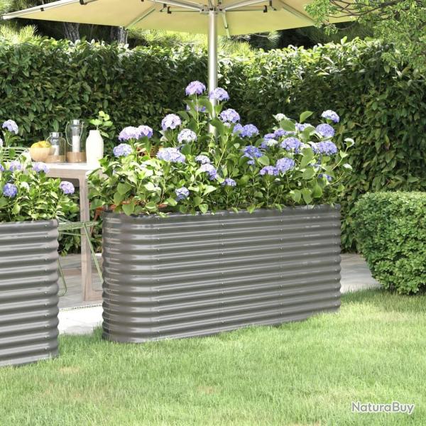 Lit surlev de jardin Acier enduit de poudre 152x40x68 cm gris alsavelo