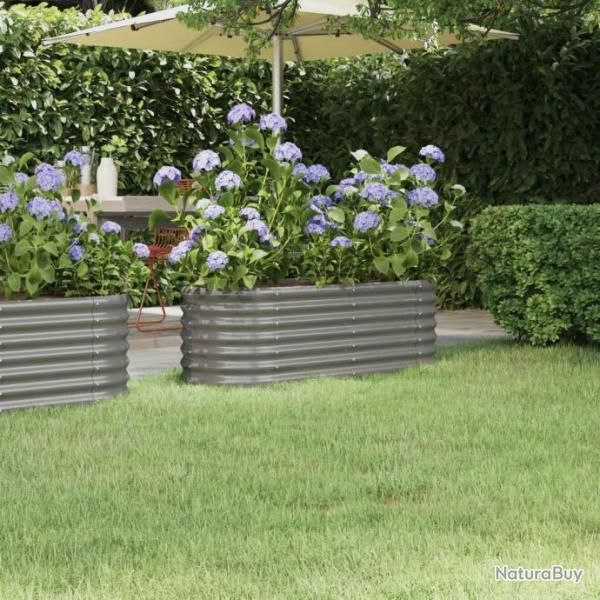 Lit surlev de jardin Acier enduit de poudre 114x40x36 cm gris