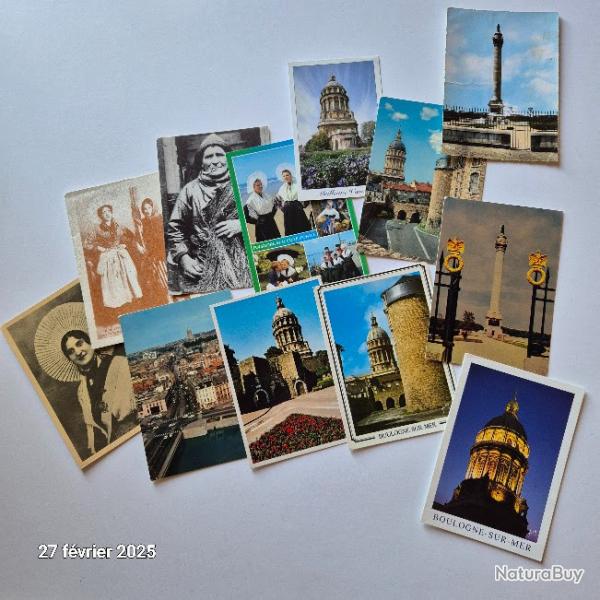 Lot de 12 anciennes cartes postales de Boulogne sur mer, la cathdrale, les costumes traditionnels