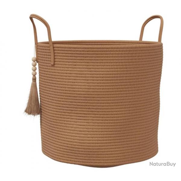 Panier de rangement en coton - Marron - 40x35 cm - lgant et pratique