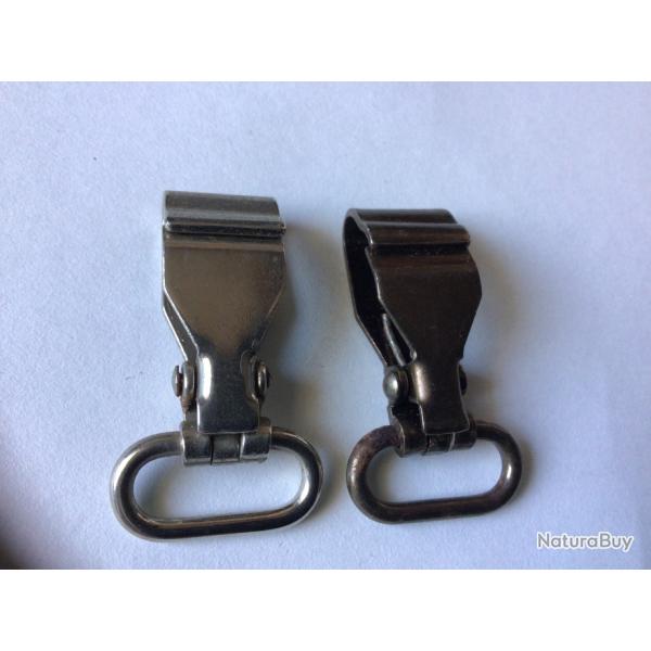 VENDU PAR LE-CUIRASSIER PAIRE ATTACHES RAPIDES POUR COURROIE DE FUSIL OU CARABINE