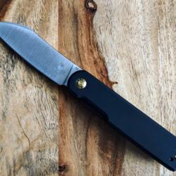 KIZER Klipper Lame satinée en acier CPM 3V plaquettes en aluminium. Réf V3580C1