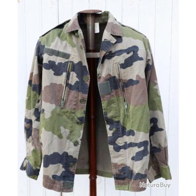 Veste Militaire F2 Camouflage CCE - Surplus Armée Française, Tissage Chevron, Poches Zippées, Parfait état