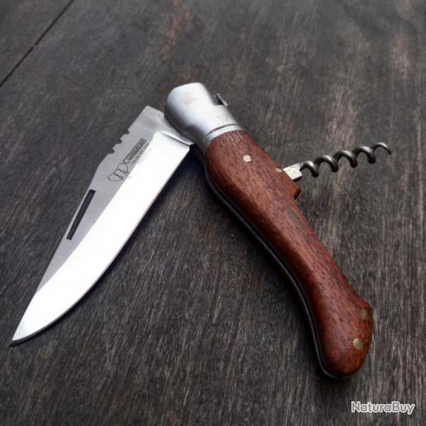 Joli Couteau de Chasse d ALBACETE par  CUDEMAN 2 Pices Manche en Bois PONETAGE