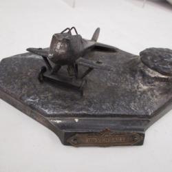 ENCRIER   en régul -  AVION   signé OUVET - Sir VERSAILLES - 16cm sur 12 cm -  H 5 CM parfait état
