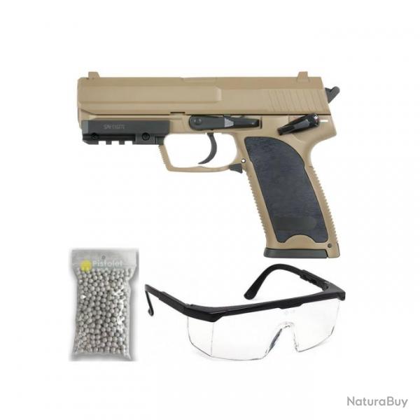 Pack airsoft CM125S Tan Style USP 45 AEP Lipo Tan lectrique (Cyma)