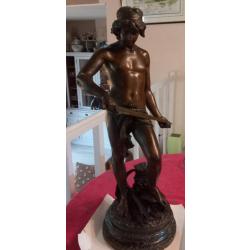 De GAUDEZ - Le gladiateur victorieux - sur terrasse marbre et portant cartouche In gladio virtus