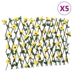  Treillis de lierre artificiel extensible 5 pcs jaune 180x60 cm alsavelo