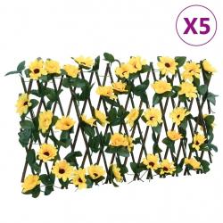  Treillis de lierre artificiel extensible 5 pcs jaune 180x20 cm alsavelo