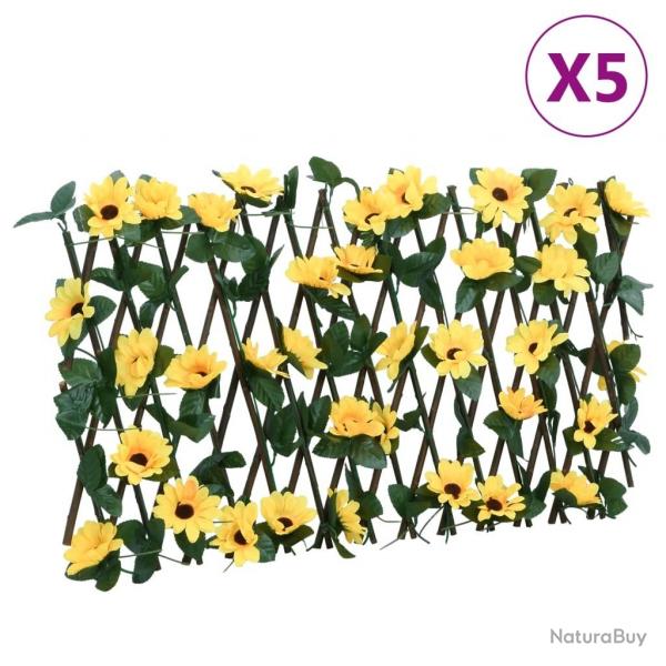 Treillis de lierre artificiel extensible 5 pcs jaune 180x20 cm alsavelo