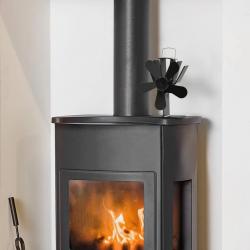 Ventilateur de poêle alimenté par chaleur 5 pales Noir alsavelo