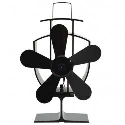 Ventilateur de poêle alimenté par chaleur 5 pales Noir alsavelo