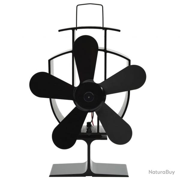 Ventilateur de pole aliment par chaleur 5 pales Noir alsavelo
