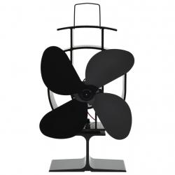 Ventilateur de poêle alimenté par chaleur 4 pales Noir alsavelo