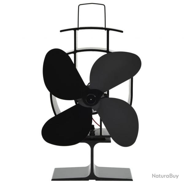 Ventilateur de pole aliment par chaleur 4 pales Noir alsavelo