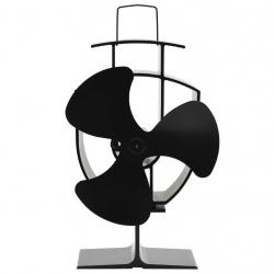Ventilateur de poêle alimenté par chaleur 3 pales Noir alsavelo