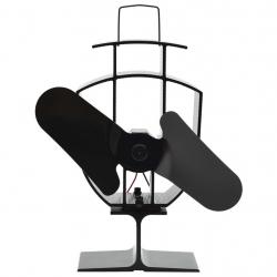 Ventilateur de poêle alimenté par chaleur 2 pales Noir alsavelo