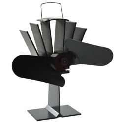 Ventilateur de poêle alimenté par chaleur 2 pales Noir alsavelo