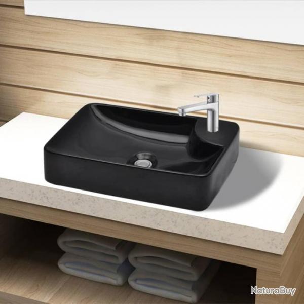 Vasque  trou pour robinet cramique Noir pour salle de bain alsavelo