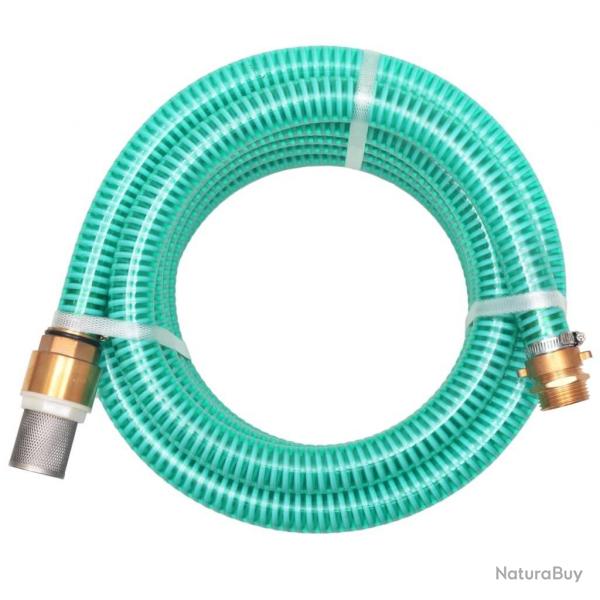 Tuyau d'aspiration avec raccords en laiton 7 m 25 mm Vert alsavelo