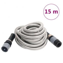 Tuyau d'arrosage et buse de pulvérisation argenté 0,6" 15m inox alsavelo