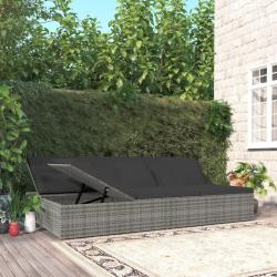 Transat convertible avec coussin Résine tressée Gris foncé alsavelo