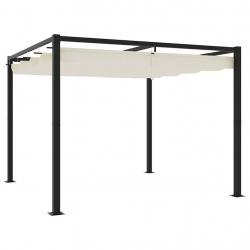 Tonnelle de jardin avec toit rétractable crème 3x3 m acier alsavelo