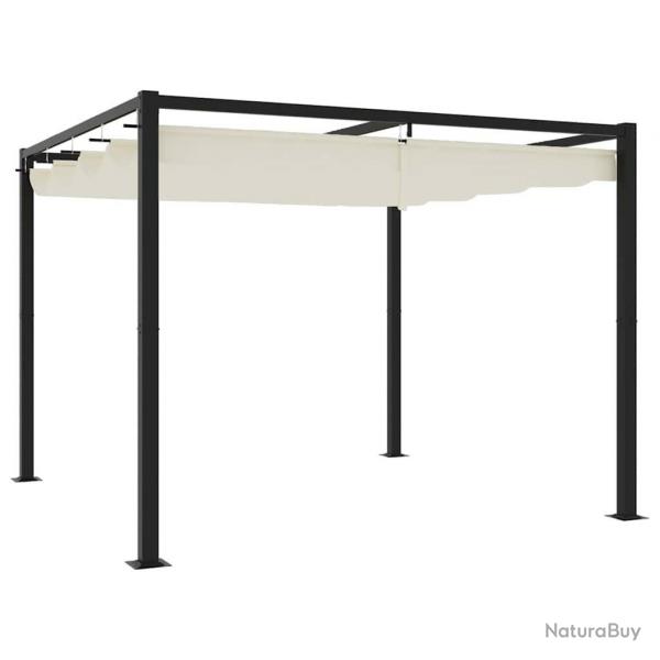 Tonnelle de jardin avec toit rtractable crme 3x3 m acier alsavelo