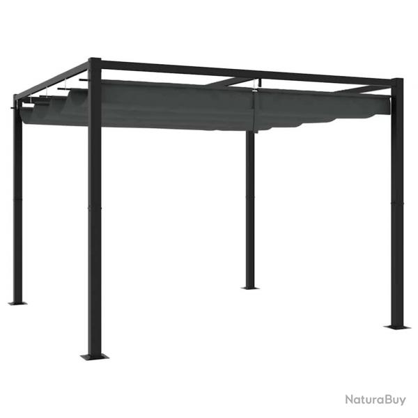 Tonnelle de jardin avec toit rtractable anthracite 3x3 m acier alsavelo