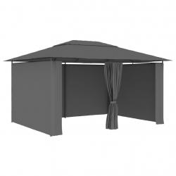 Tonnelle de jardin avec rideaux 4 x 3 m Anthracite alsavelo