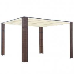 Tonnelle avec toit Résine tressée 300x300x200cm Marron et crème alsavelo