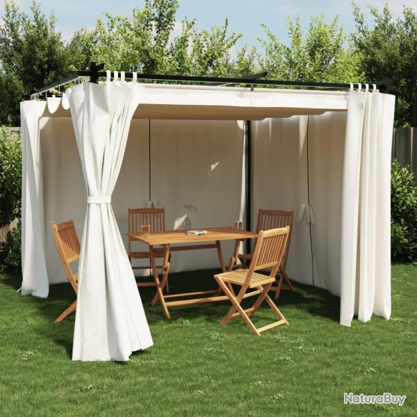 Tonnelle avec rideaux crme 3x3 m acier alsavelo