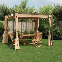 Tonnelle avec rideaux 3x3 m Taupe Acier alsavelo