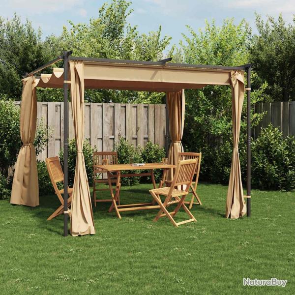 Tonnelle avec rideaux 3x3 m Taupe Acier alsavelo