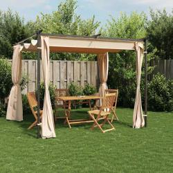 Tonnelle avec rideaux 3x3 m Crème Acier alsavelo