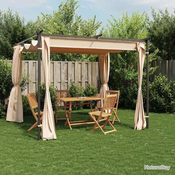 Tonnelle avec rideaux 3x3 m Crme Acier alsavelo