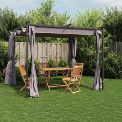 Tonnelle avec rideaux 3x3 m Anthracite Acier alsavelo