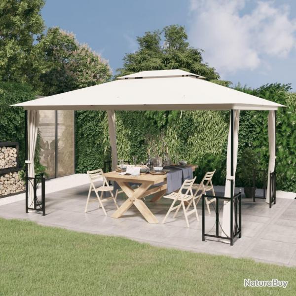 Tonnelle avec parois et toit double 3x4 m Crme alsavelo