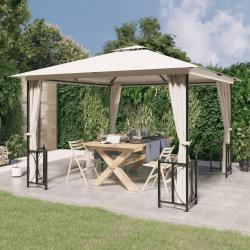 Tonnelle avec parois et toit double 3x3 m Crème alsavelo