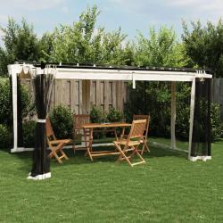 Tonnelle avec parois en filet crème 4x3 m acier alsavelo