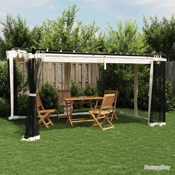 Tonnelle avec parois en filet crme 4x3 m acier alsavelo