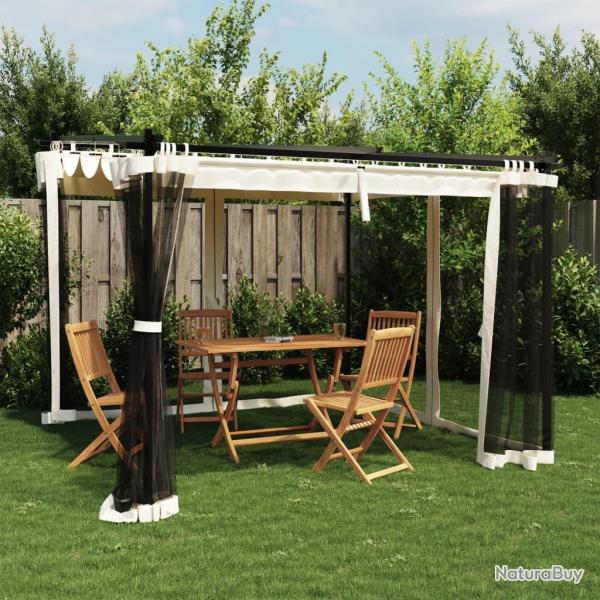 Tonnelle avec parois en filet crme 3x3 m acier alsavelo