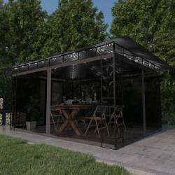 Tonnelle avec moustiquaire et lumières LED 4x3x2,73m Anthracite alsavelo