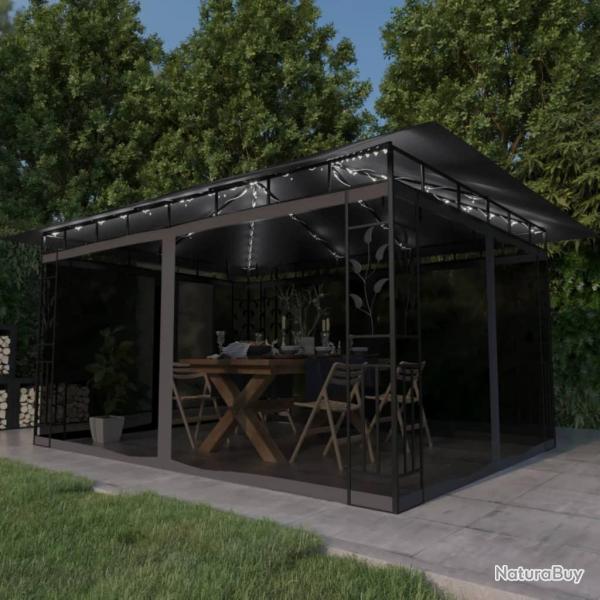 Tonnelle avec moustiquaire et lumires LED 4x3x2,73m Anthracite alsavelo