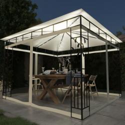 Tonnelle avec moustiquaire et lumières LED 3x3x2,73 m Crème alsavelo