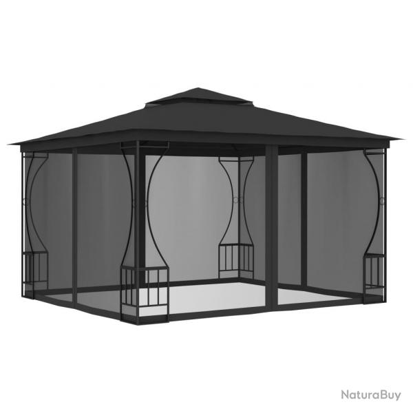 Tonnelle avec moustiquaire 300x300x265 cm Anthracite alsavelo