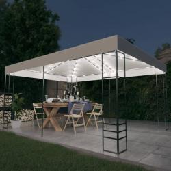 Tonnelle avec guirlande lumineuse à LED 4x3x2,7 m Blanc alsavelo