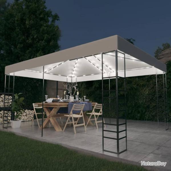 Tonnelle avec guirlande lumineuse  LED 4x3x2,7 m Blanc alsavelo