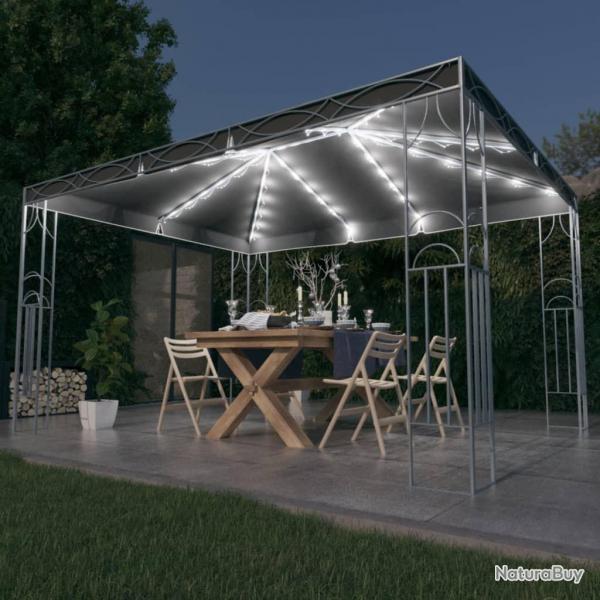 Tonnelle avec guirlande lumineuse  LED 400x300 cm Anthracite alsavelo