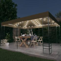 Tonnelle avec guirlande lumineuse à LED 3x4 m Taupe alsavelo